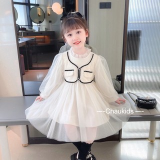 Váy voan phối áo dạ bé gái