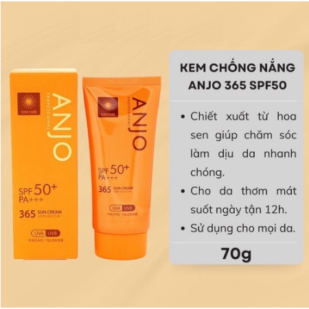 Kem Chống Nắng Anjo Professional SPF 50+ PA+++ 365 Sun Cream 70g Hàn Quốc