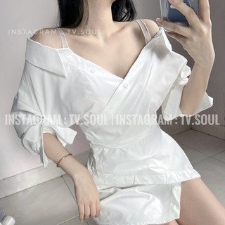 [CÓ SẴN, ẢNH THẬT] 𝐓𝐕 𝐒𝐎𝐔𝐋 Đầm trắng sơ mi kiểu