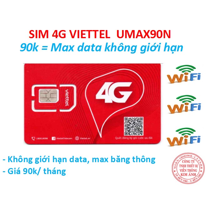 {Bao chặn } Sim Viettel Umax90 Max băng thông, DATA KHÔNG GIỚI HẠN, dùng phát wifi, xe hơi, chạy Grap, Hàng chính hãng