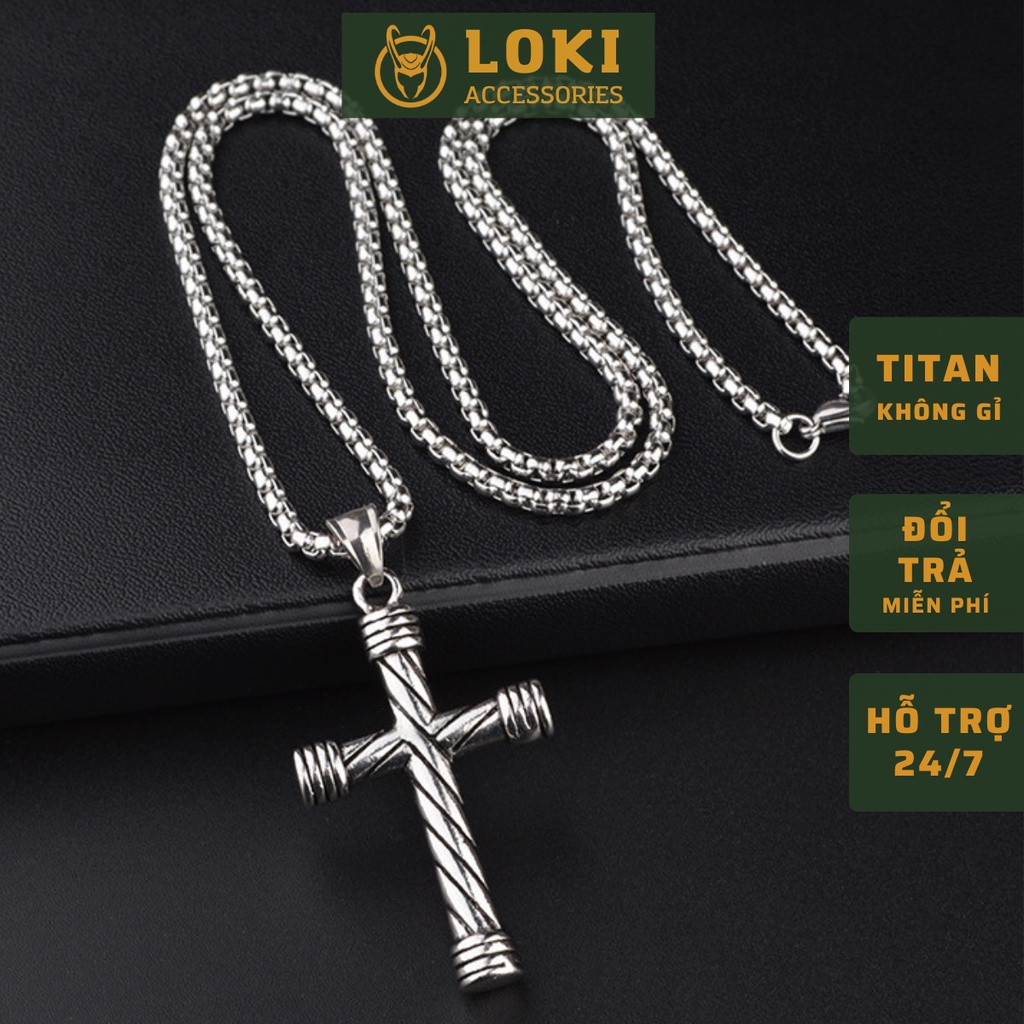 Dây Chuyền Nam Nữ Bạc Mặt Chữ Thập LOKI. Accessories Cao Cấp - Vòng Cổ Nam Hot Chất Liệu Titan- Vòng Cổ Thánh Giá