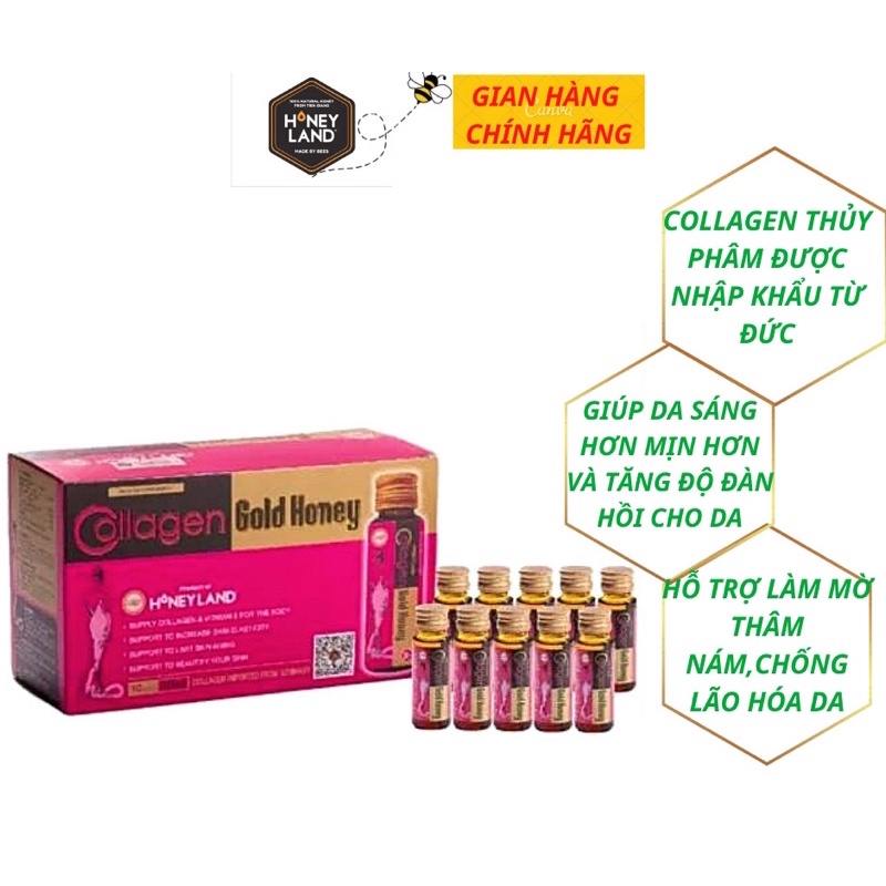 Collagen Gold Honey HONEYLAND hộp 10 chai x 30ml - collagen nhập khẩu từ Đức