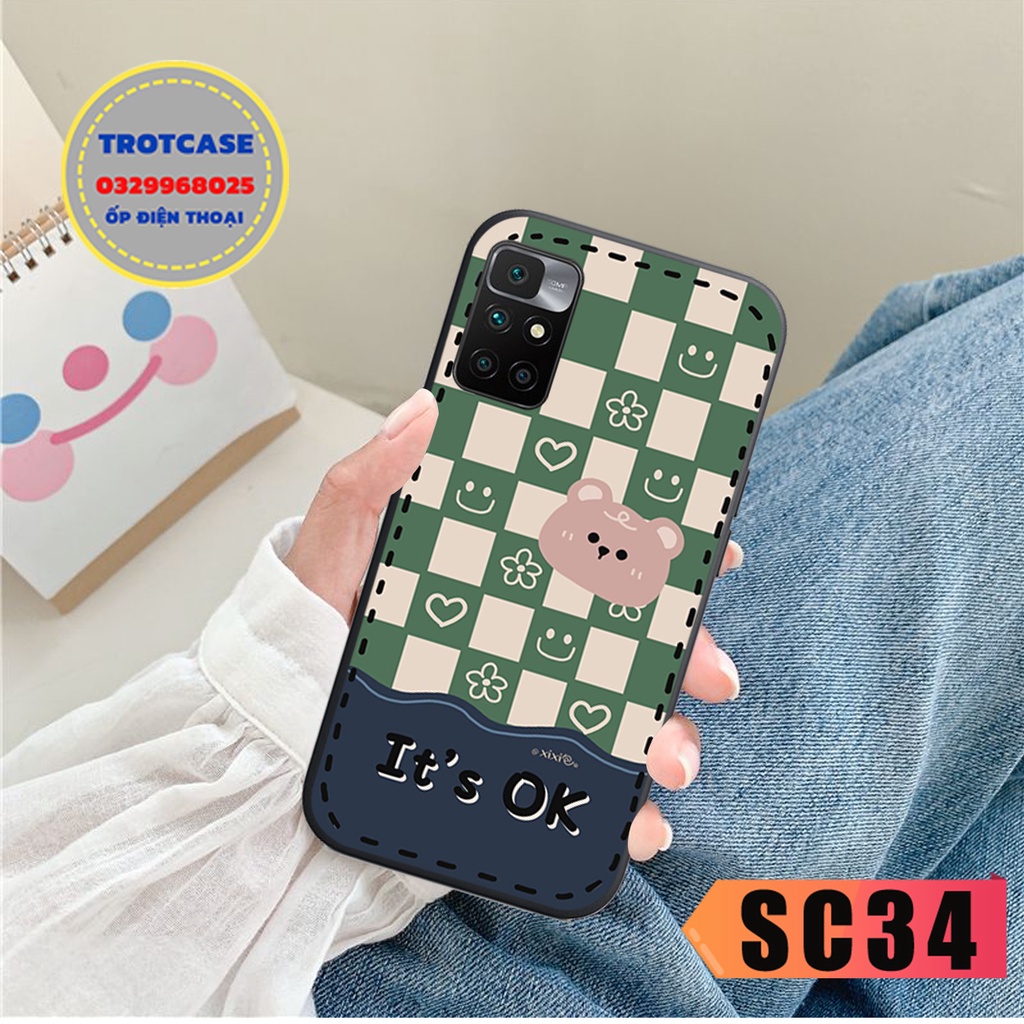 Ốp lưng Redmi 10 - Note 10  - Note 10S 4G -  Note 10T Pro 5G - in hình gấu hồng dẽ thương, trái tim siêu đẹp