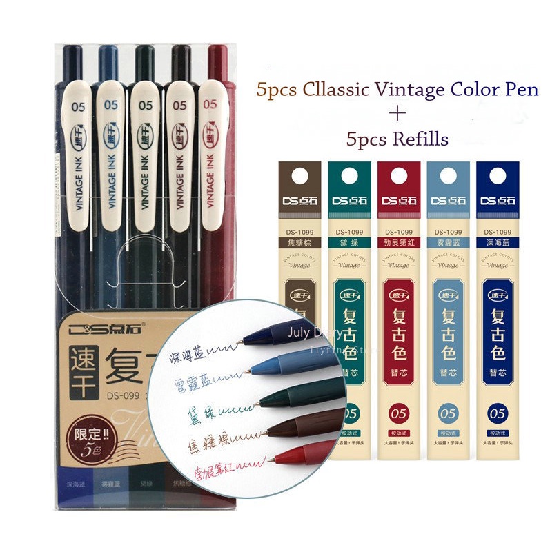 Bút Mực Gel 0.5mm 20 Màu Phong Cách Vintage