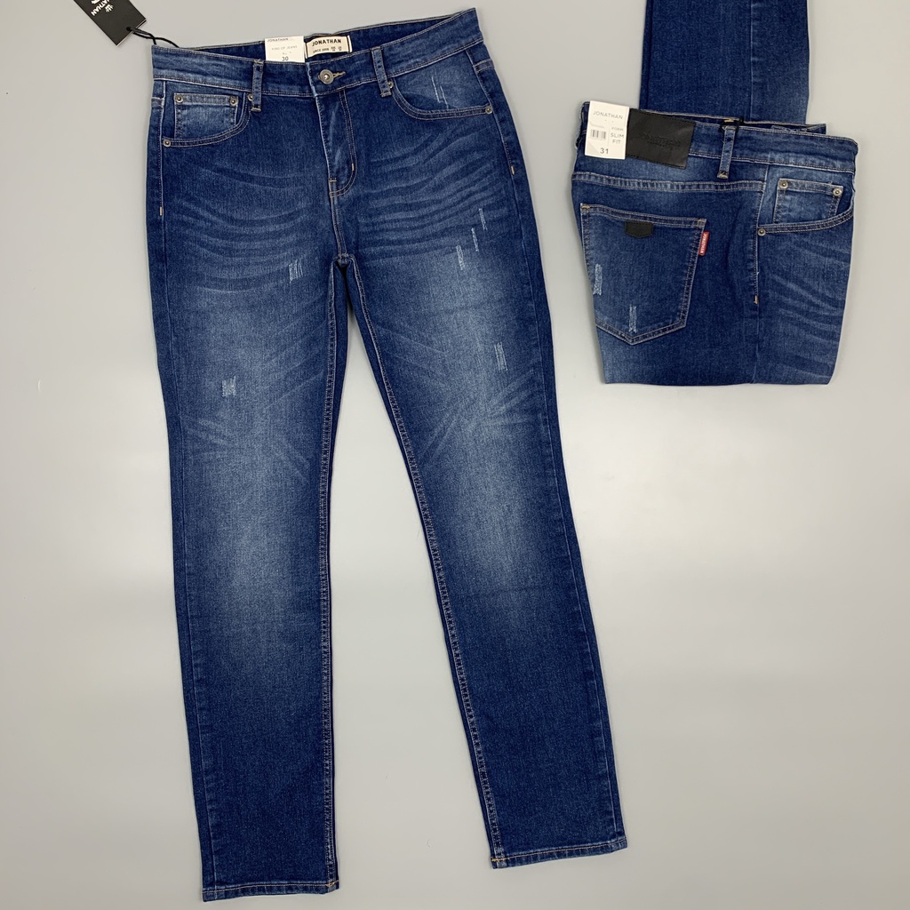 Quần jean nam xanh biển JONATHAN QJ058 vải denim cao cấp co giãn nhẹ 4 chiều, form dáng chuẩn đẹp, trẻ trung, hottrend