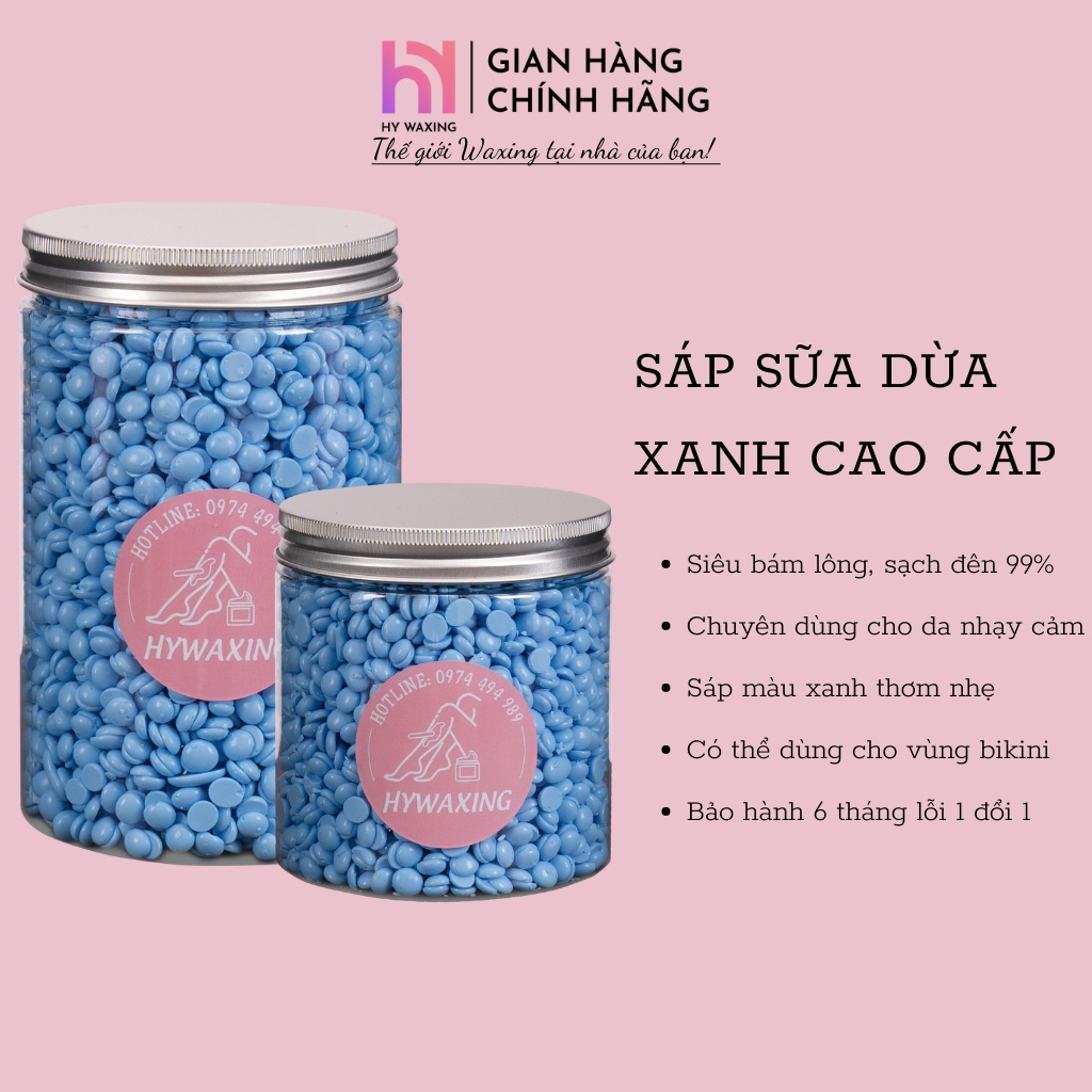 [CHE TÊN] Sáp Wax Lông Sữa Dừa Màu Xanh HY WAXING Cao Cấp, Siêu Bám Lông Cho Da Nhạy Cảm 1010