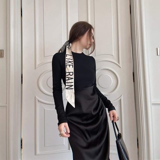 Váy Chames cotton phối lụa ngọc