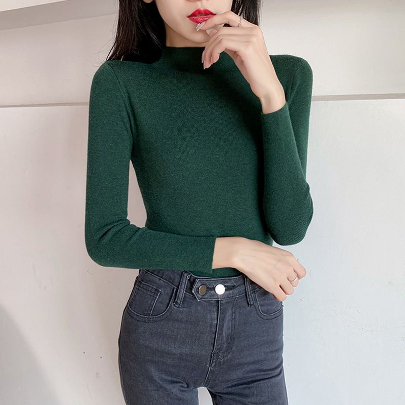 [Giao Ngay] Áo Sweater Cổ Lọ Dáng Ôm Tay Dài Phong Cách Thu Đông Mới Dễ Phối Đồ Cho Nữ