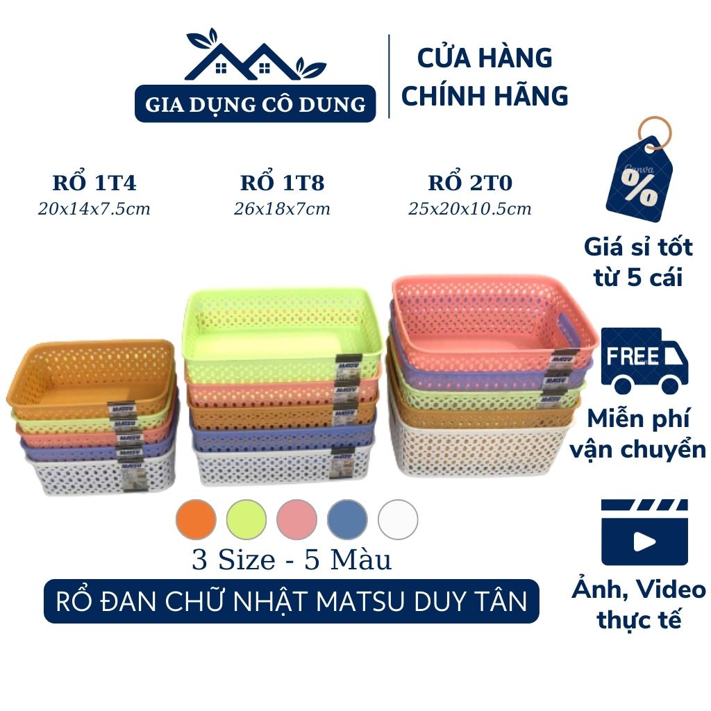 Rổ Đan Nhựa Duy Tân Cao Cấp Matsu 1T4 1T8 2T0_Giỏ Đựng Đồ Đa Năng