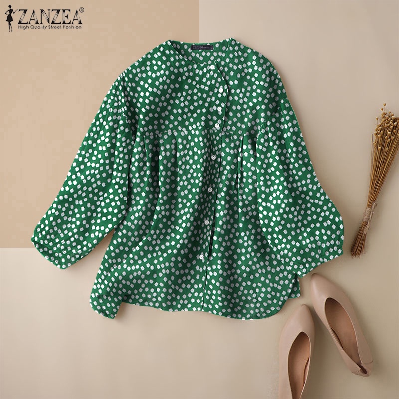 Áo kiểu ZANZEA tay dài cổ tròn in họa tiết hoa thời trang cho nữ