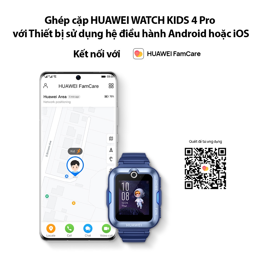 Đồng Hồ Thông Minh Trẻ Em HUAWEI WATCH KID 4 Pro | Gọi video HD | Định vị GPS bằng AI |