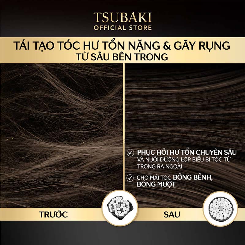 Dầu gội Phục hồi hư tổn nặng & giảm gãy rụng - Công nghệ Ion Tsubaki Premium EX Intensive Repair 490ml