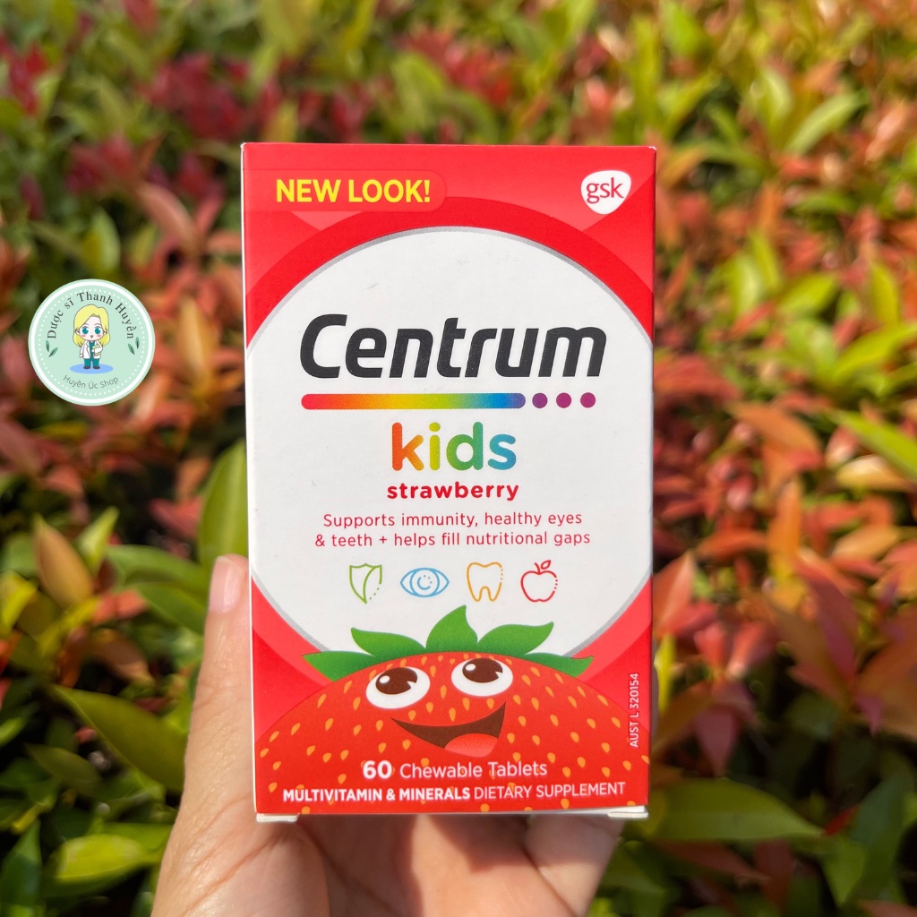 Vitamin Tổng Hợp Cho Trẻ Centrum Kids Strawberry 60V Hàng Úc đủ bill bổ sung đầy đủ vitamin, khoáng chất cho trẻ trên 3