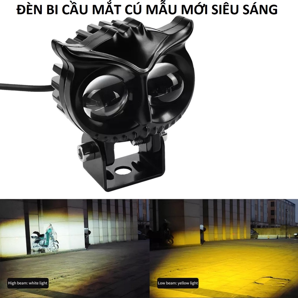Đèn trợ sáng xe máy ô tô mắt cú X22 Pro 45W 2 mắt led siêu sáng cốt vàng pha trắng cho khách víp