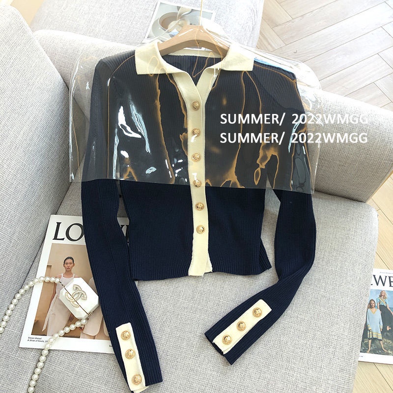 Áo Khoác Cardigan Dệt Kim Dáng Ôm Màu Xanh Dương Thời Trang Thu Đông Cho Nữ