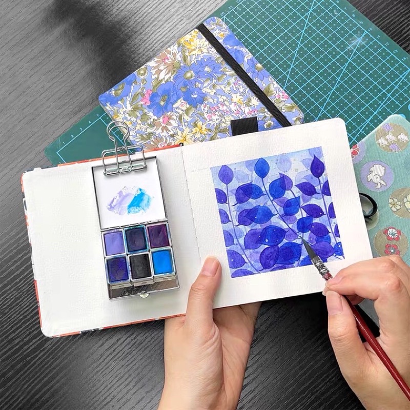 Sổ vẽ màu nước bìa hoa 300gsm 12x12cm xinh xắn