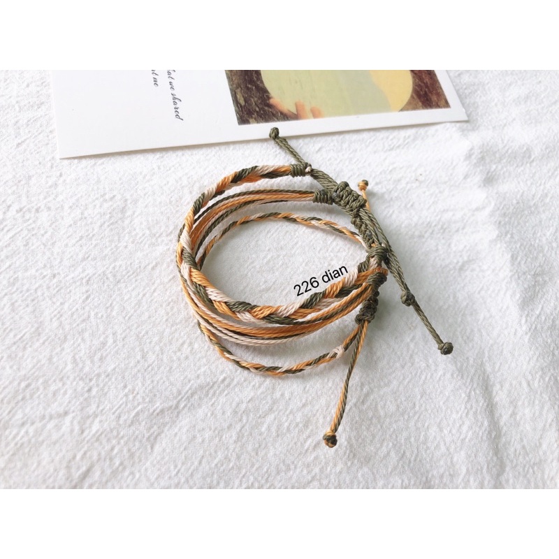 Set vòng tay, chân nam nữ waterproof rêu, cam nhạt, kem