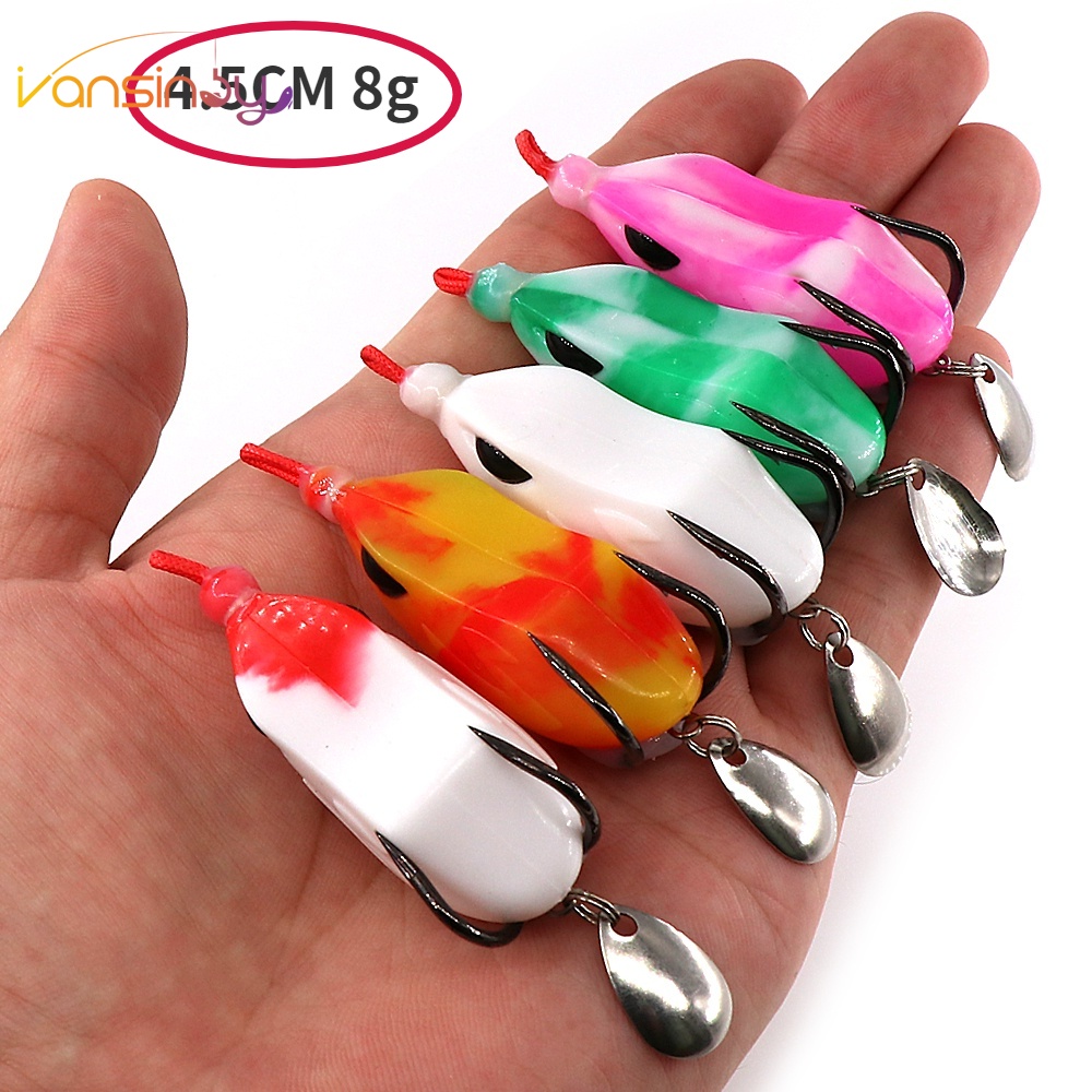 Set 10 Mồi Giả Nhử Cá Mềm Hình Ếch 4.5cm / 8g Gắn Kèm Móc Câu
