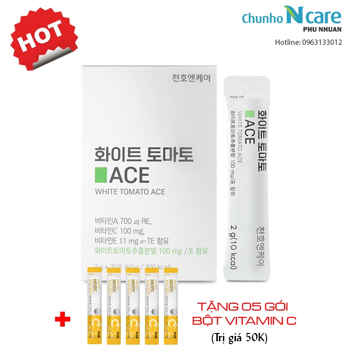 Bột Uống Trắng Da Chống Nắng White Tomato CHUNHO NCARE – Hộp 30 gói