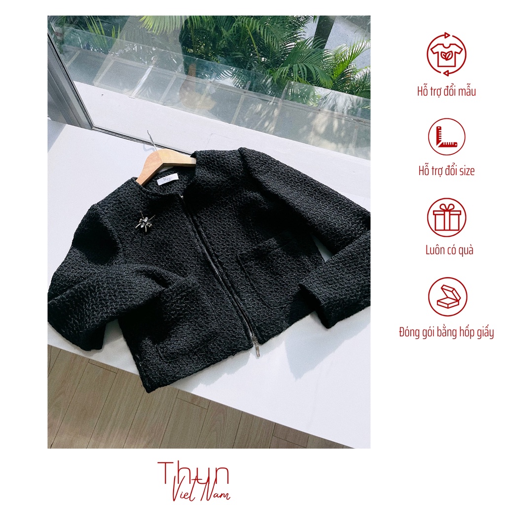 Áo Khoác Dạ Tweed Nữ Cao Cấp