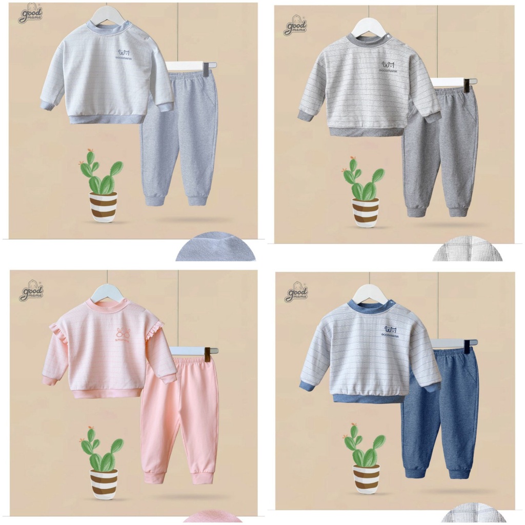 Bộ nỉ dáng Bomber vai chờm Goodmama cho bé từ 6 tháng - 4 tuổi