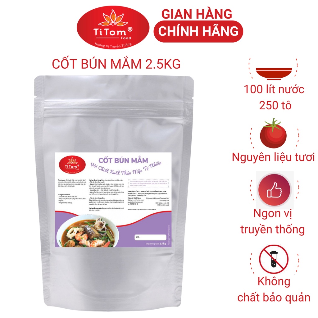 Gia vị nấu bún mắm nêm sẵn Titom túi 2.5kg dùng nấu nước lèo bún mắm lẩu mắm