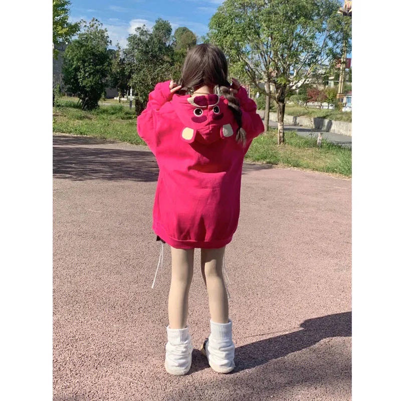 Áo Khoác Nỉ Dáng Rộng In Hình Gấu Dễ Thương Thời Trang Mùa Thu Đông Nhật Bản