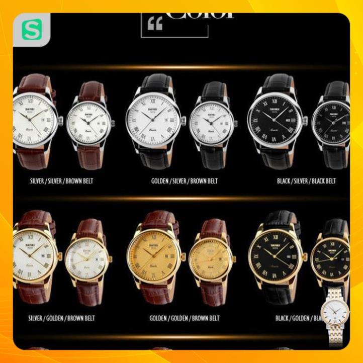 Đồng hồ đôi SKMEI chính hãng 9058 dây da chống nước cao cấp