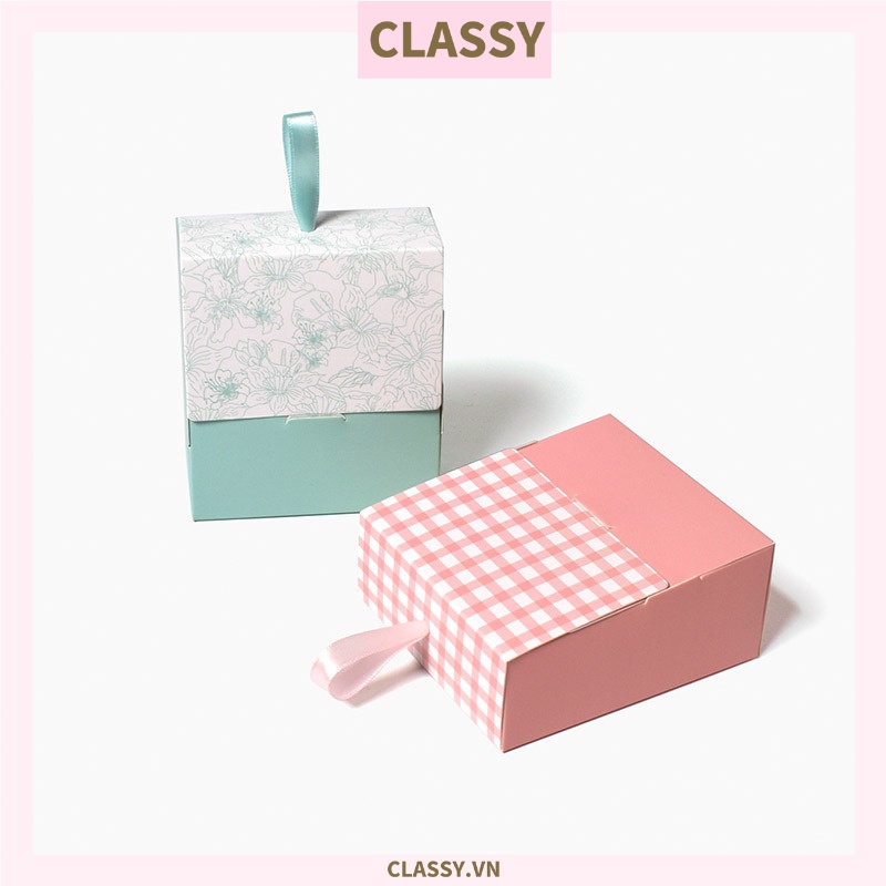 Hộp đựng quà Mini (KÈM Ruy băng Classy ) hình hộp; 9 * 4,5 * 10 cm nhiều họa tiết xinh xắn làm quà tặng Q559