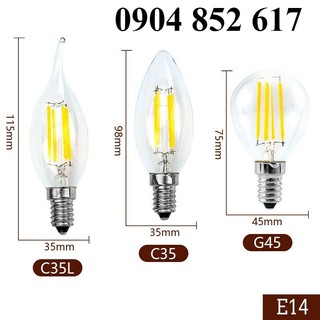 Bóng edison c35 quả nhót / led râu 4w đuôi e14/e27