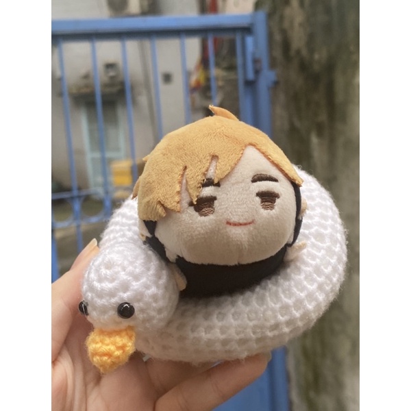 Outfit mochi/ outfit noru: Phao vịt trắng bằng len