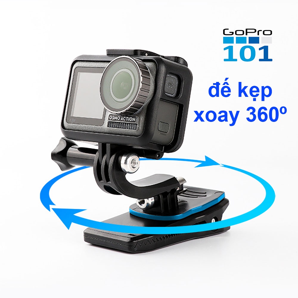 Kẹp balo 360 độ kèm ngàm xoay dọc Vertical mount GoPro Action camera