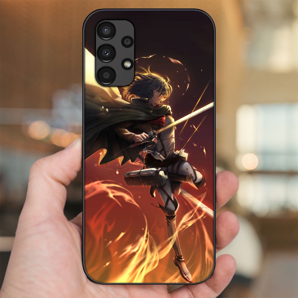 Ốp lưng Samsung A53, A72, A73 viền đen in hình Mikasa Ackerman Attack On Titan