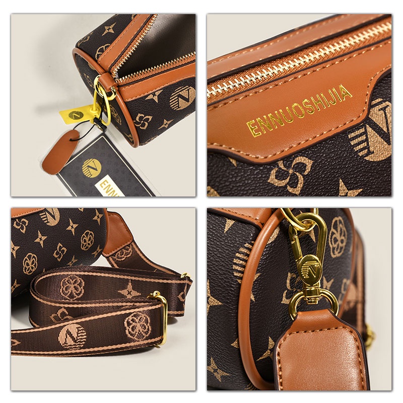 MISCHA Túi Xách Đeo Vai Hình Trụ Họa Tiết Hoa Vintage Cho Nữ