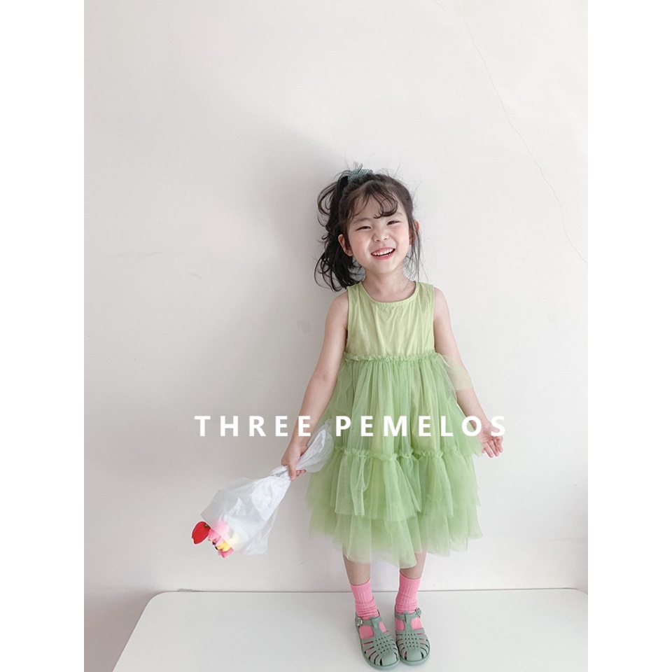 Váy Công Chúa Xanh Voan Bồng Xinh Xắn Cho Bé Gái 8-20kg