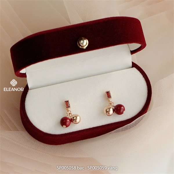 Bông tai nữ chuôi bạc 925 Eleanor Accessories đính đá bi tròn phụ kiện trang sức 5058