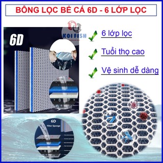 Bông lọc bể cá 6D, tấm lọc 6D với 6 lớp lọc cặn bẩn