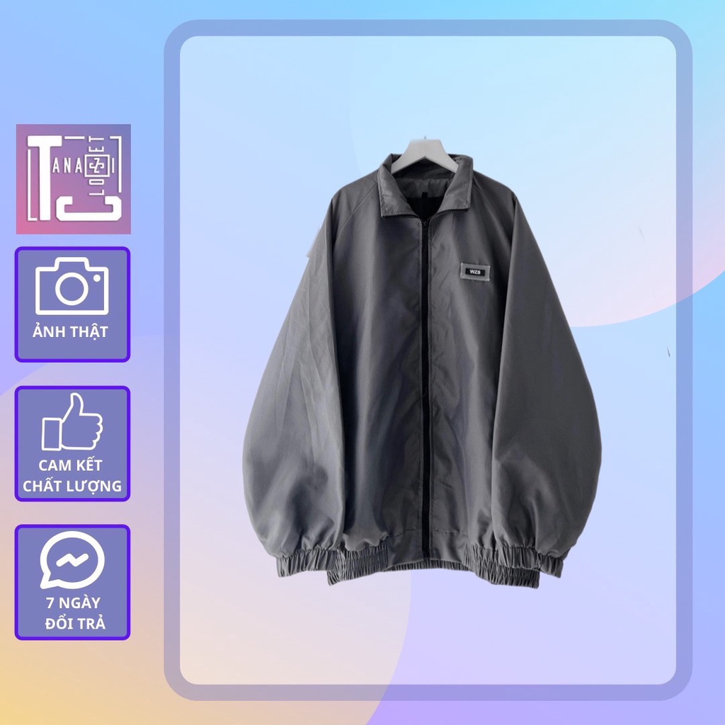 Áo khoác dù tay dài form rộng chữ WZS (ảnh thật tại shop) TanaziCloset
