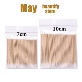Tăm bông cán gỗ chà tê chà mực, tăm bông tre đầu nhọn gói 100 cái