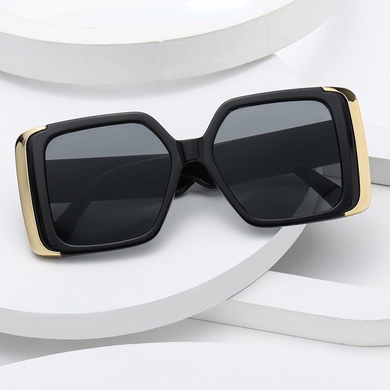 (YUZHU) Kính Mát Gọng Vuông Oversized Thời Trang Phương Tây Cho Nữ