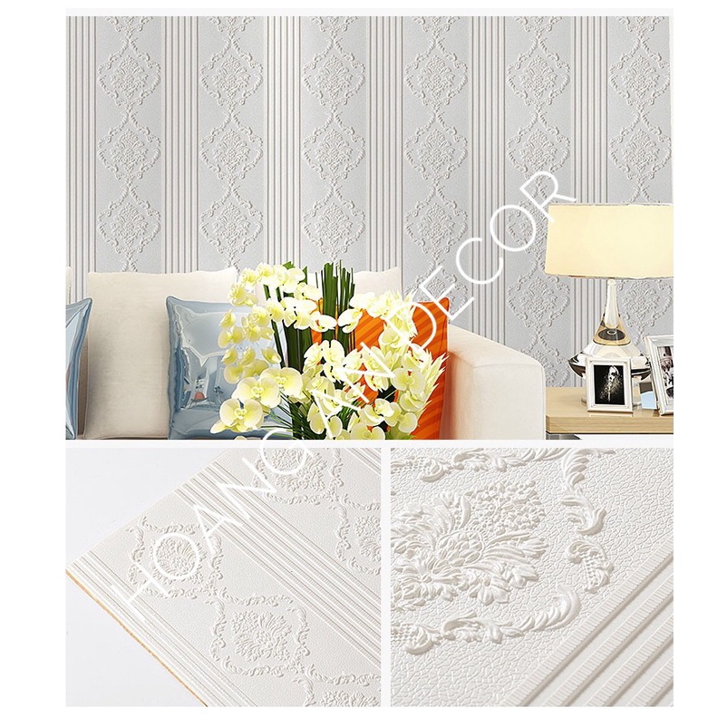 Xốp dán tường hoạ tiết, kích thước 70x70 cm, mặt sau có sẵn keo dễ dàng trang trí