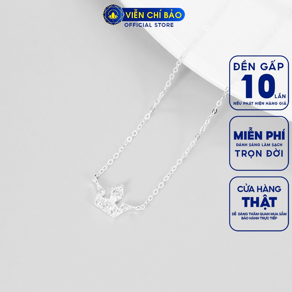 Dây chuyền bạc nữ Vương miện đính đá chất liệu bạc 925 thời trang phụ kiện trang sức nữ Viễn Chí Bảo D400608