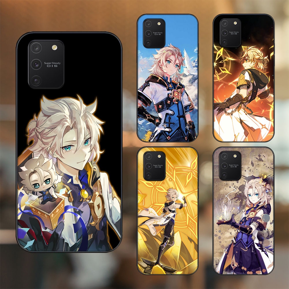 Ốp lưng Samsung S10 Lite viền đen in hình Albedo Genshin Impact