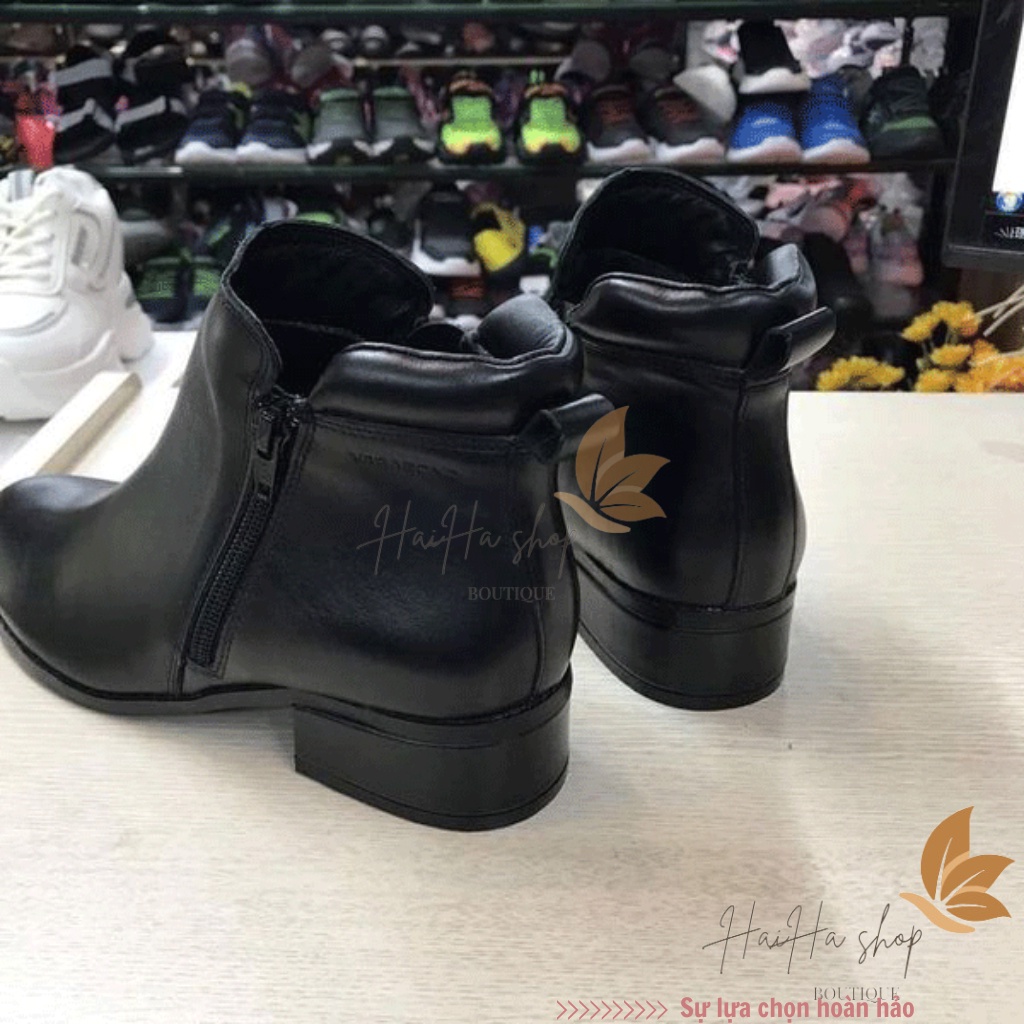 Giày boot da bò thật đế cao vừa phải, lót nỉ ấm và êm chân hàng chính hãng