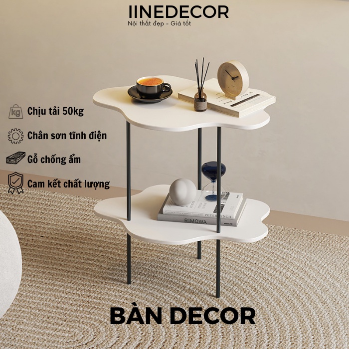 Bàn decor 2 tầng hàng xưởng gỗ sơn cao cấp