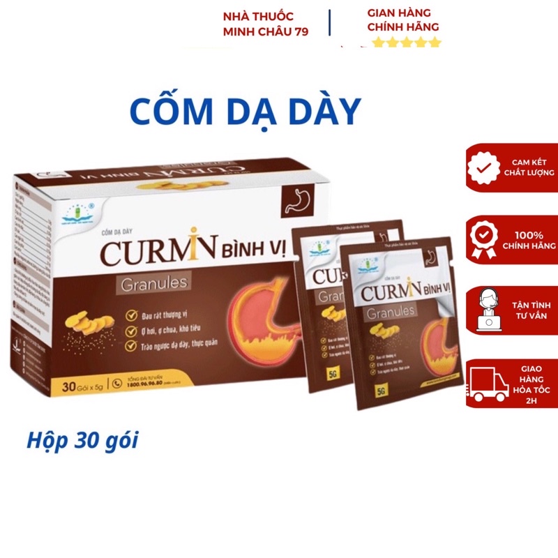 Cốm Dạ dày Curmin bình vị - Giảm Ợ Chua, Đau Rát Thượng Vị, Trào Ngược Dạ Dày Hộp 30 gói