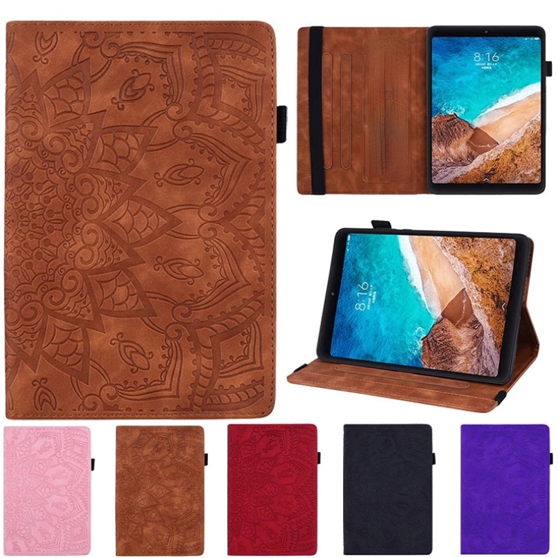 Ốp Máy Tính Bảng Nắp Gập Họa Tiết Hoa Dập Nổi 3D Dành Cho Xiaomi Mi Pad 4 Plus / Mi Pad 5 Pro