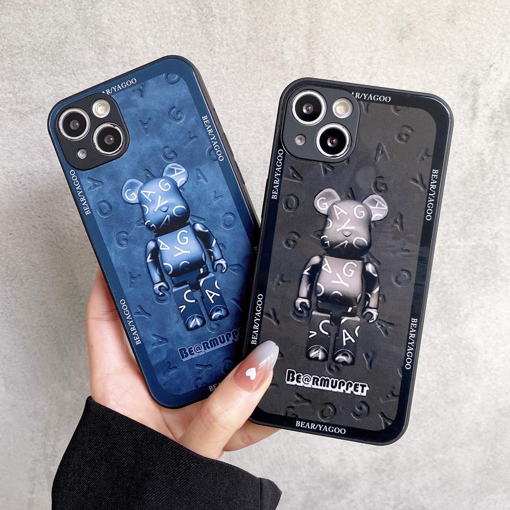 Ốp Điện Thoại Kính Cường Lực In Hình Gấu kaws Cho iPhone 14promax 14 13promax 12 11 X XS XSMAX