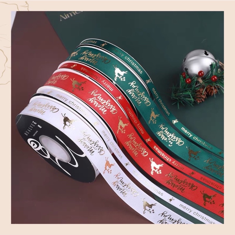 Ruy băng gân gói quà hoạ tiết giáng sinh Noel