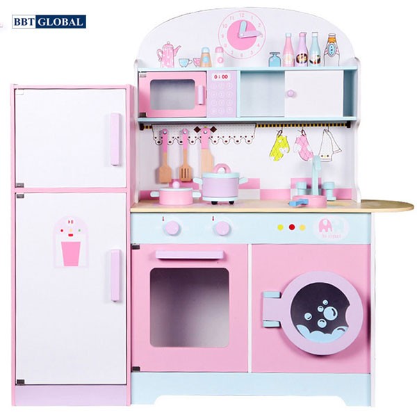 Đồ chơi nấu ăn cho bé trai, bé gái, nhà bếp chất liệu gỗ dày dặn BBT GLOBAL, bảo hành 6 tháng
